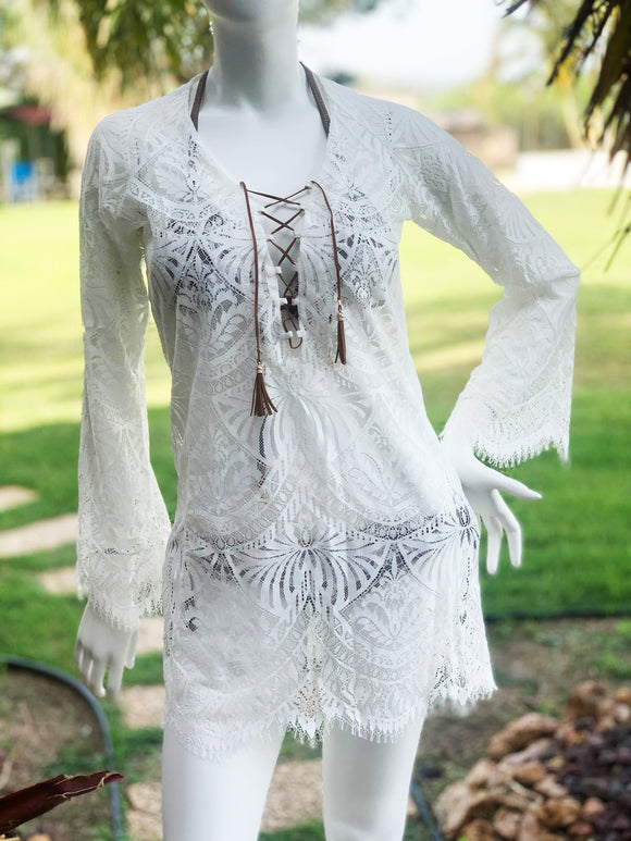 White Lace Cover Up
